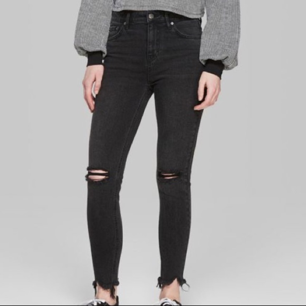 High Rise Black Ripped Jeans